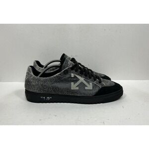 Off-White 2.0 Low Top Sneakers Black Grey Cracked Leather Men's Size 11 US / 44